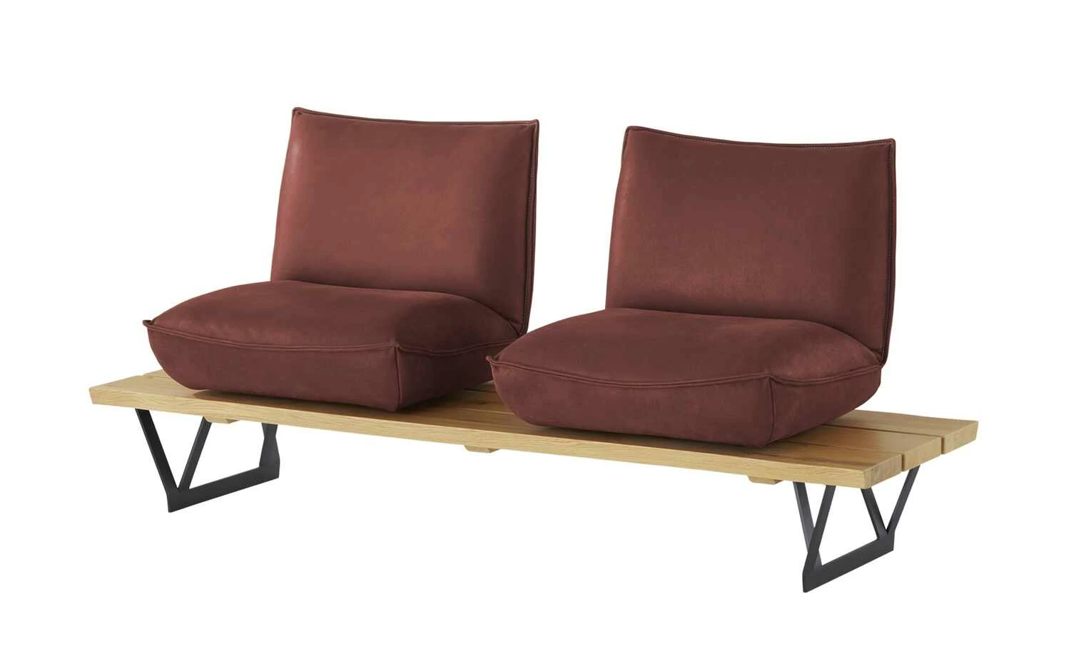 KOINOR Leder-Kufen-Bank auf Holzpodest drehbar Schwof | Chilli (Rot) / Kontrastfaden Beige Drehfunktion inkl. Drehstopp 2 KOINOR Leder-Kufen-Bank auf Holzpodest drehbar Schwof | Chilli (Rot) / Kontrastfaden Beige Drehfunktion inkl. Drehstopp – Bild 2