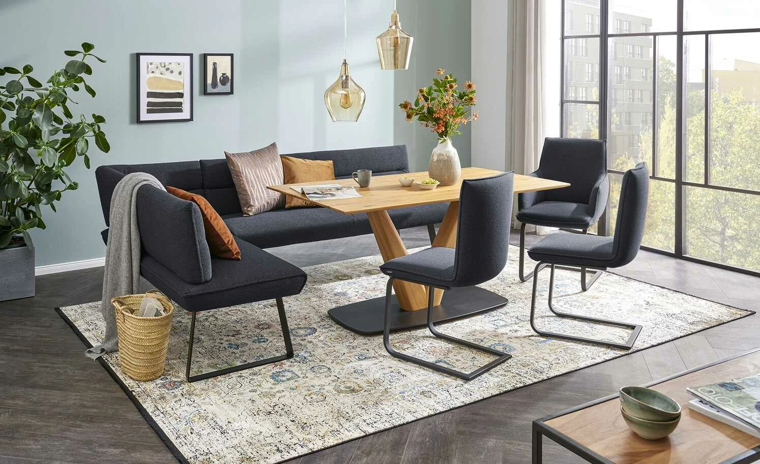 KOINOR Eckbank Dining System 3 | Dunkelblau rechts 217|cm 1 KOINOR Eckbank Dining System 3 | Dunkelblau rechts 217|cm