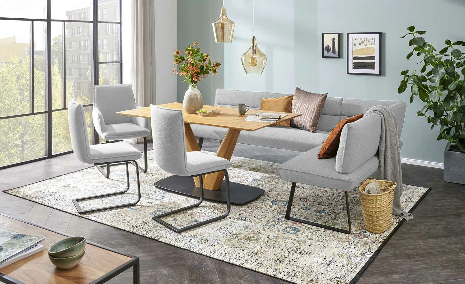 KOINOR Eckbank Dining System 3 | Hellgrau rechts 217|cm 1 KOINOR Eckbank Dining System 3 | Hellgrau rechts 217|cm