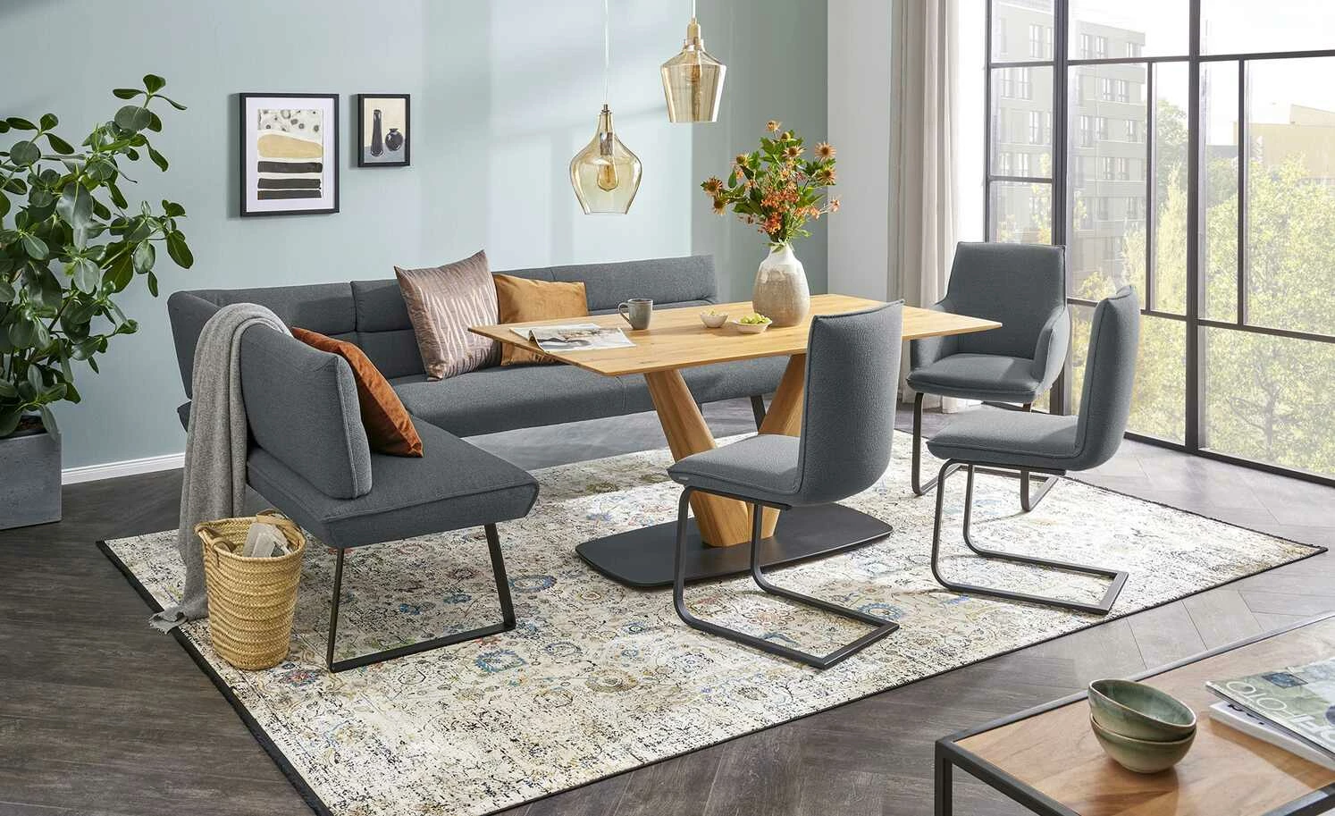 KOINOR Eckbank Dining System 3 | Grau rechts 217|cm 1 KOINOR Eckbank Dining System 3 | Grau rechts 217|cm