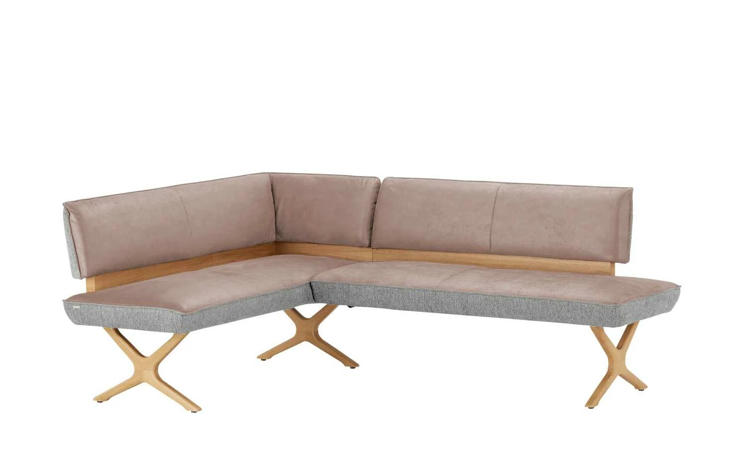 KOINOR Eckbank Dining System 2 | Rosa / Hellgrau / Kontrastfaden Hellgrau rechts 197|cm 1 KOINOR Eckbank Dining System 2 | Rosa / Hellgrau / Kontrastfaden Hellgrau rechts 197|cm