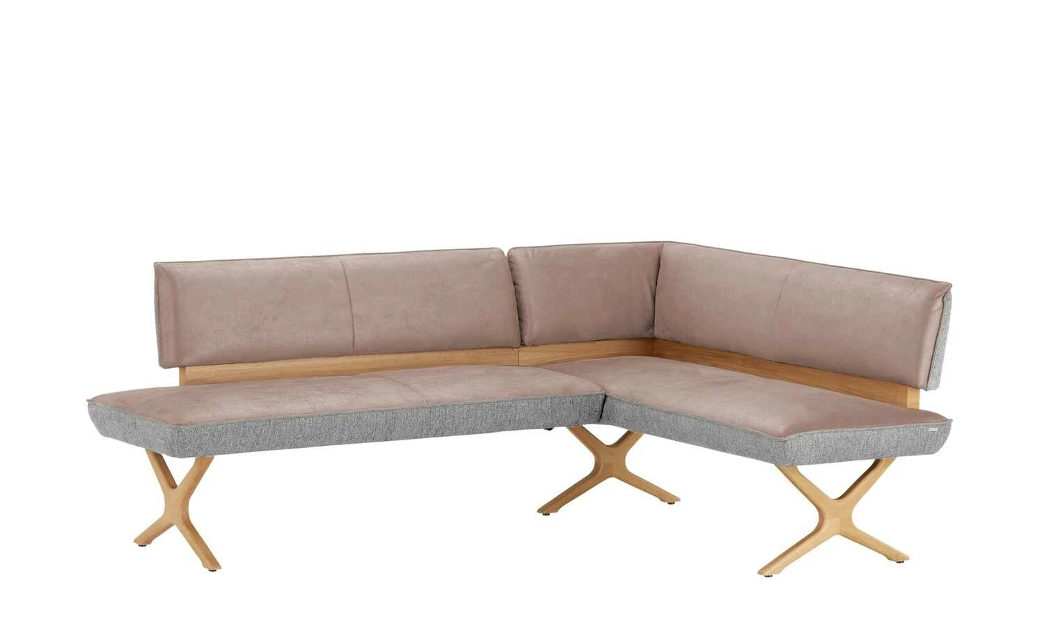 KOINOR Eckbank Dining System 2 | Rosa / Hellgrau / Kontrastfaden Hellgrau links 197|cm 1 KOINOR Eckbank Dining System 2 | Rosa / Hellgrau / Kontrastfaden Hellgrau links 197|cm