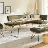 KOINOR Leder-Eckbank Dining System 4 | Verde (Dunkelgrün) / Kontrastnaht Beige links 217|cm