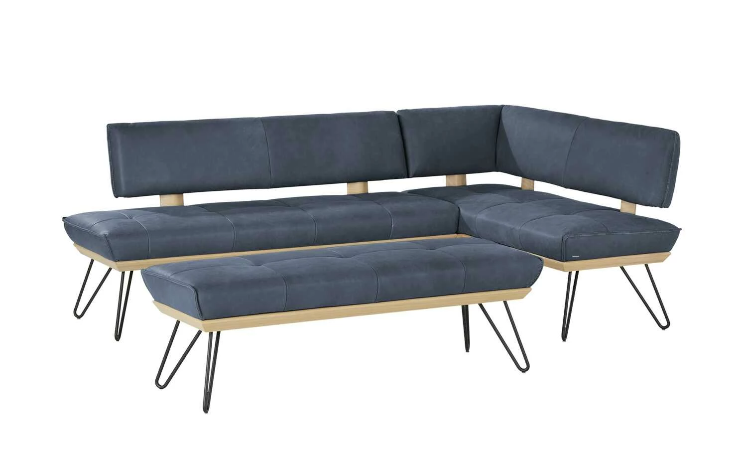 KOINOR Leder-Eckbank Dining System 4 | Night (Dunkelblau) / Kontrastnaht Grau links 217|cm 3 KOINOR Leder-Eckbank Dining System 4 | Night (Dunkelblau) / Kontrastnaht Grau links 217|cm – Bild 3
