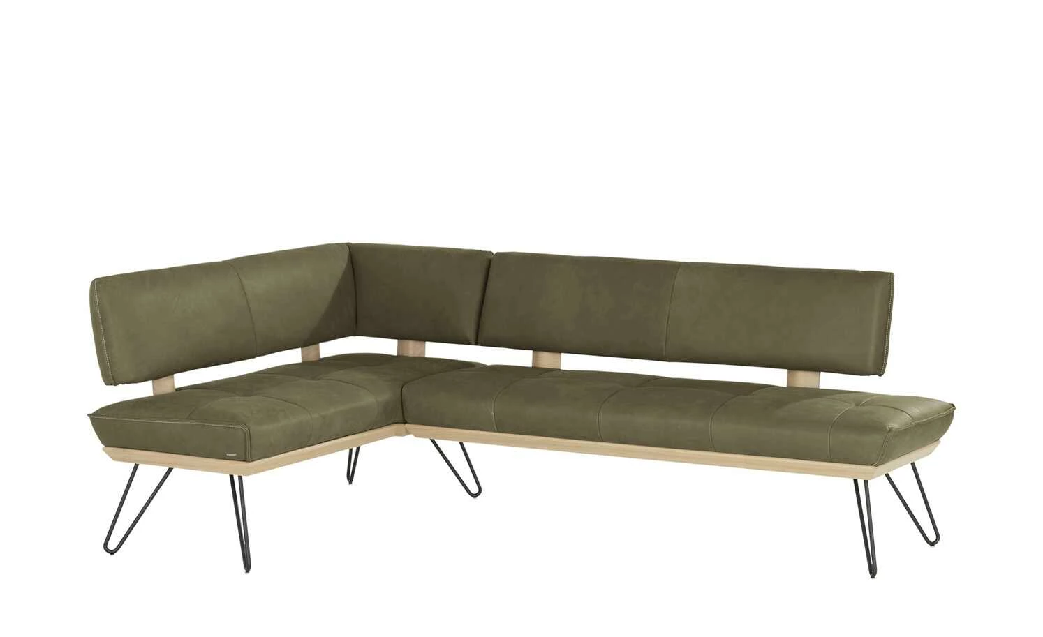 KOINOR Leder-Eckbank Dining System 4 | Verde (Dunkelgrün) / Kontrastnaht Beige rechts 217|cm 2 KOINOR Leder-Eckbank Dining System 4 | Verde (Dunkelgrün) / Kontrastnaht Beige rechts 217|cm – Bild 2
