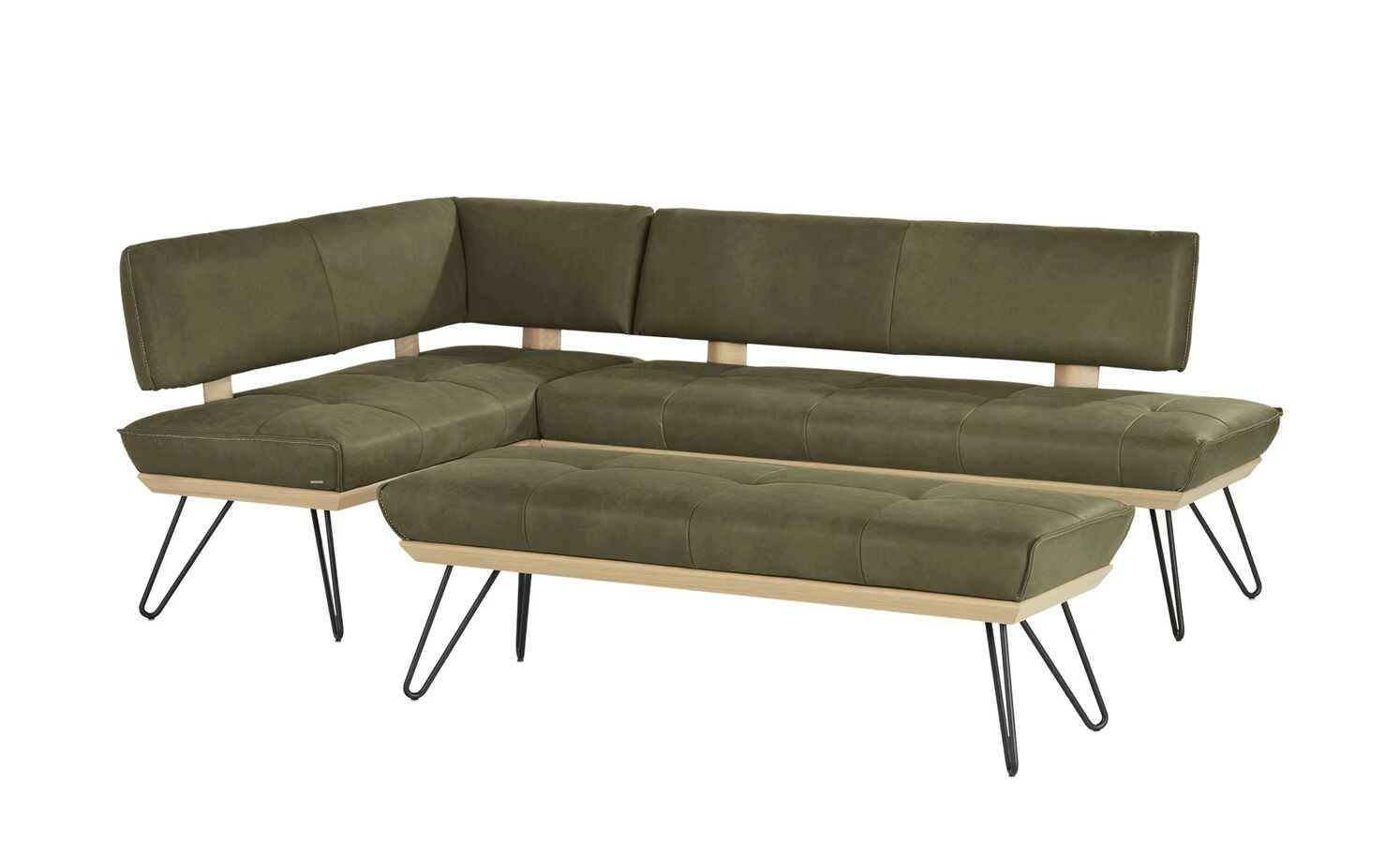 KOINOR Leder-Eckbank Dining System 4 | Verde (Dunkelgrün) / Kontrastnaht Beige rechts 217|cm 4 KOINOR Leder-Eckbank Dining System 4 | Verde (Dunkelgrün) / Kontrastnaht Beige rechts 217|cm – Bild 4