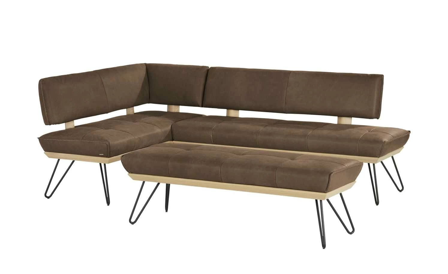 KOINOR Leder-Eckbank Dining System 4 | Muskat (Braun) / Kontrastnaht Beige rechts 217|cm 11 KOINOR Leder-Eckbank Dining System 4 | Muskat (Braun) / Kontrastnaht Beige rechts 217|cm – Bild 11