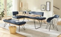 KOINOR Leder-Eckbank Dining System 4 | Night (Dunkelblau) / Kontrastnaht Grau rechts 217|cm