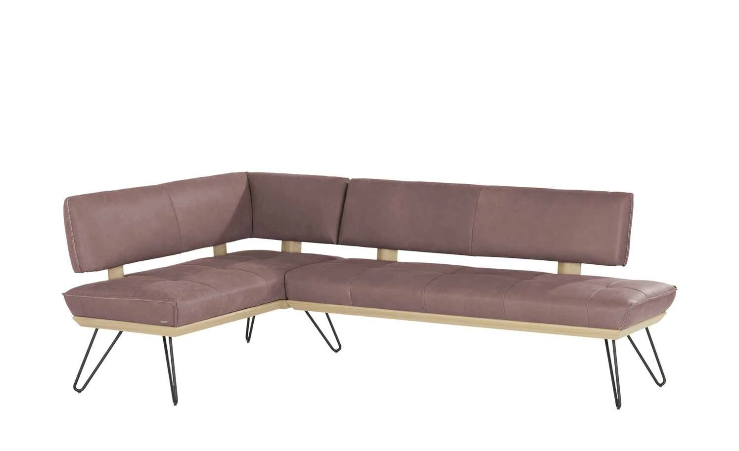 KOINOR Leder-Eckbank Dining System 4 | Plum (Rosa) / Kontrastnaht Hellgrau rechts 217|cm 2 KOINOR Leder-Eckbank Dining System 4 | Plum (Rosa) / Kontrastnaht Hellgrau rechts 217|cm – Bild 2