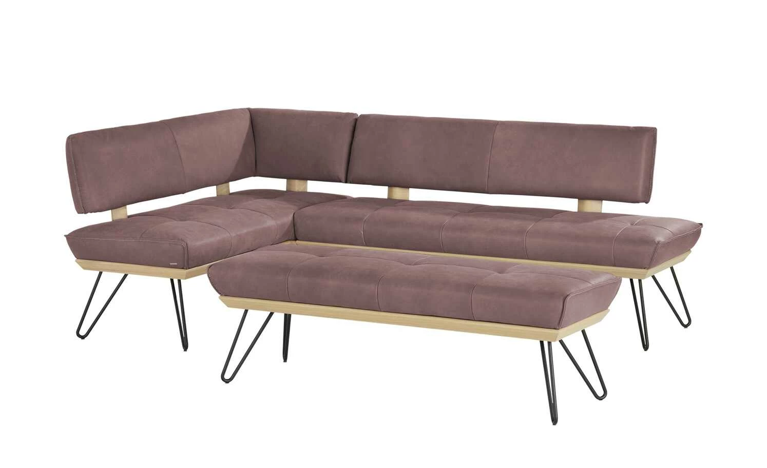 KOINOR Leder-Eckbank Dining System 4 | Plum (Rosa) / Kontrastnaht Hellgrau rechts 217|cm 3 KOINOR Leder-Eckbank Dining System 4 | Plum (Rosa) / Kontrastnaht Hellgrau rechts 217|cm – Bild 3