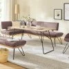 KOINOR Leder-Eckbank Dining System 4 | Plum (Rosa) / Kontrastnaht Hellgrau rechts 217|cm