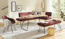 KOINOR Hockerbank Dining System 4 | Chilli (Rot) / Kontrastnaht Beige 150|cm