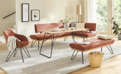 KOINOR Hockerbank Dining System 4 | Fire (Cognac) / Kontrastnaht Beige 130|cm