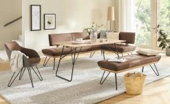 KOINOR Hockerbank Dining System 4 | Chai (Hellbraun) / Kontrastnaht Beige 130|cm