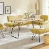 KOINOR Hockerbank Dining System 4 | Safran (Gelb) / Kontrastnaht Grau 130|cm