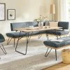 KOINOR Hockerbank Dining System 4 | Mare (Blau) / Kontrastnaht Hellgrau 130|cm