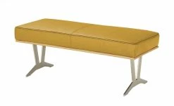 KOINOR Leder-Hockerbank Sqare | Giallo (Gelb) / Kontrastnaht Schwarz 104|cm