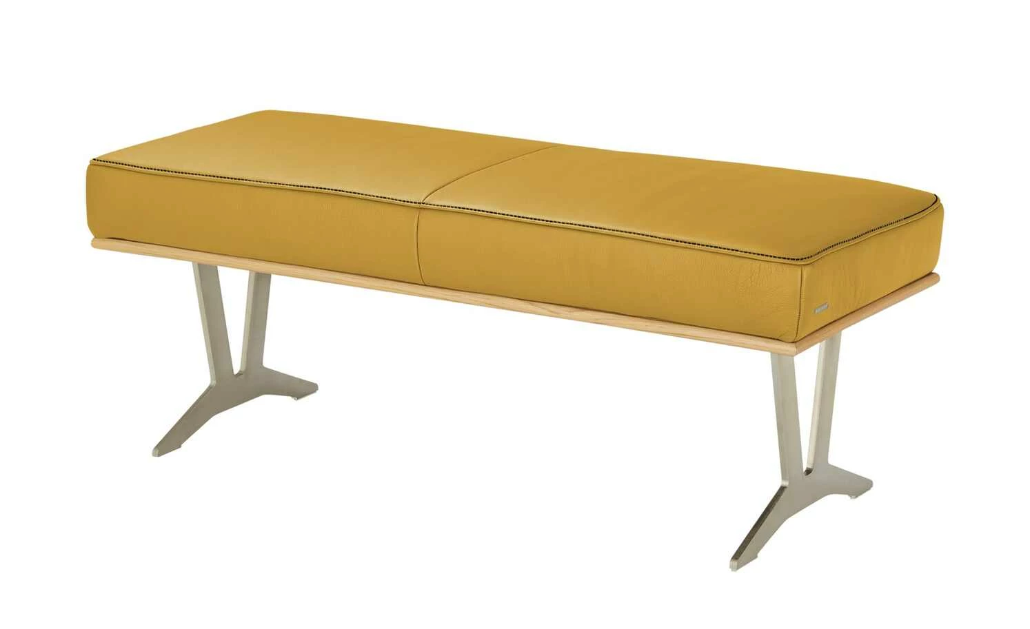KOINOR Leder-Hockerbank Sqare | Giallo (Gelb) / Kontrastnaht Schwarz 104|cm 1 KOINOR Leder-Hockerbank Sqare | Giallo (Gelb) / Kontrastnaht Schwarz 104|cm