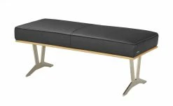 KOINOR Leder-Hockerbank Sqare | Nero (Schwarz) / Kontrastnaht Grau 104|cm