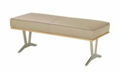 KOINOR Leder-Hockerbank Sqare | Sabbia (Beige) / Kontrastnaht Dunkelbraun 104|cm