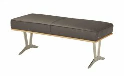 KOINOR Leder-Hockerbank Sqare | Carbone (Dunkelbraun) / Kontrastnaht Beige 184|cm