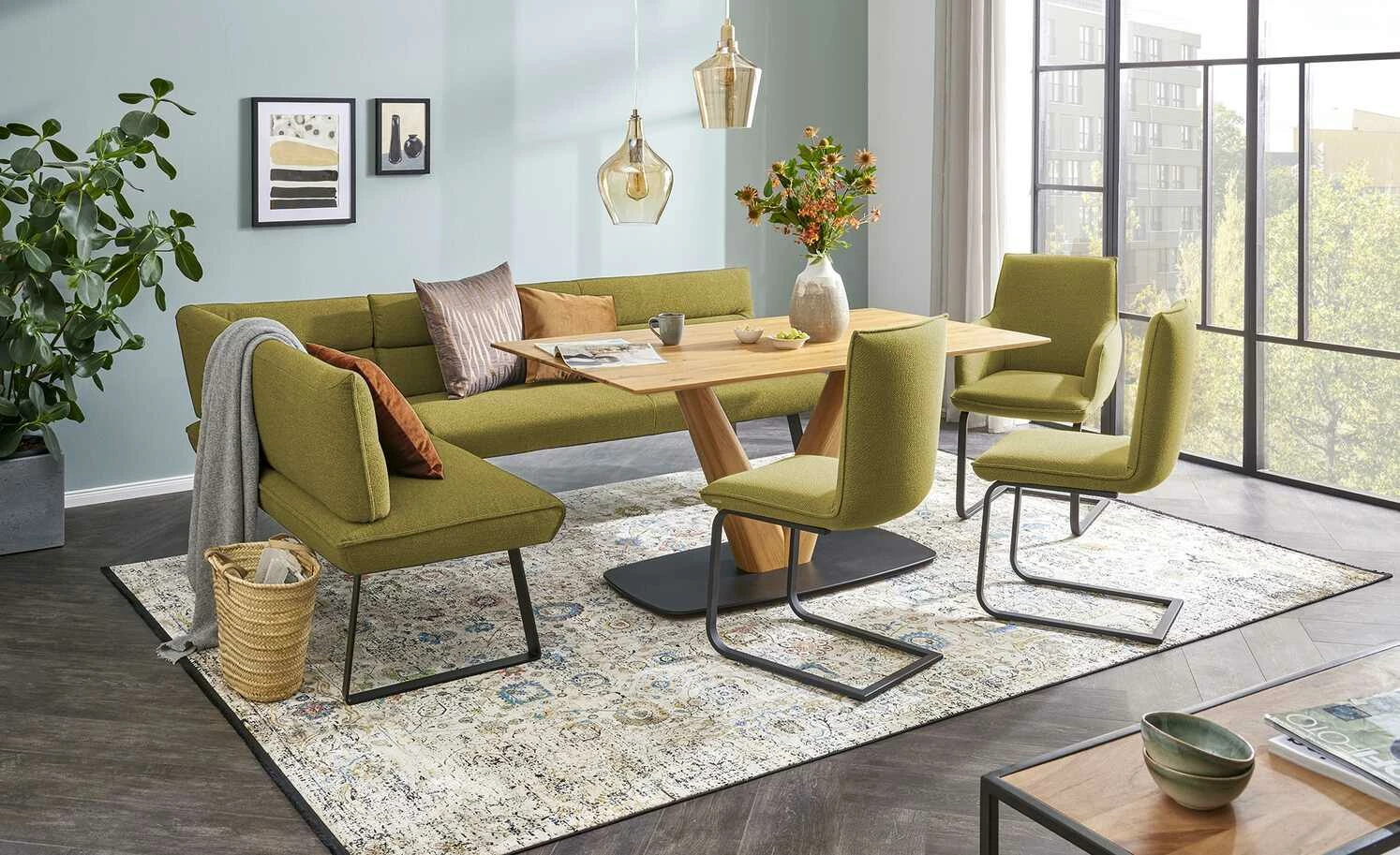 KOINOR Eckbank Dining System 3 | Grün rechts 217|cm 1 KOINOR Eckbank Dining System 3 | Grün rechts 217|cm