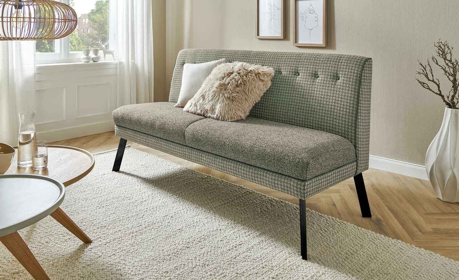 Barnickel Küchensofa Tabea | Grün / Taupe 126|cm Schwarz 1 Barnickel Küchensofa Tabea | Grün / Taupe 126|cm Schwarz