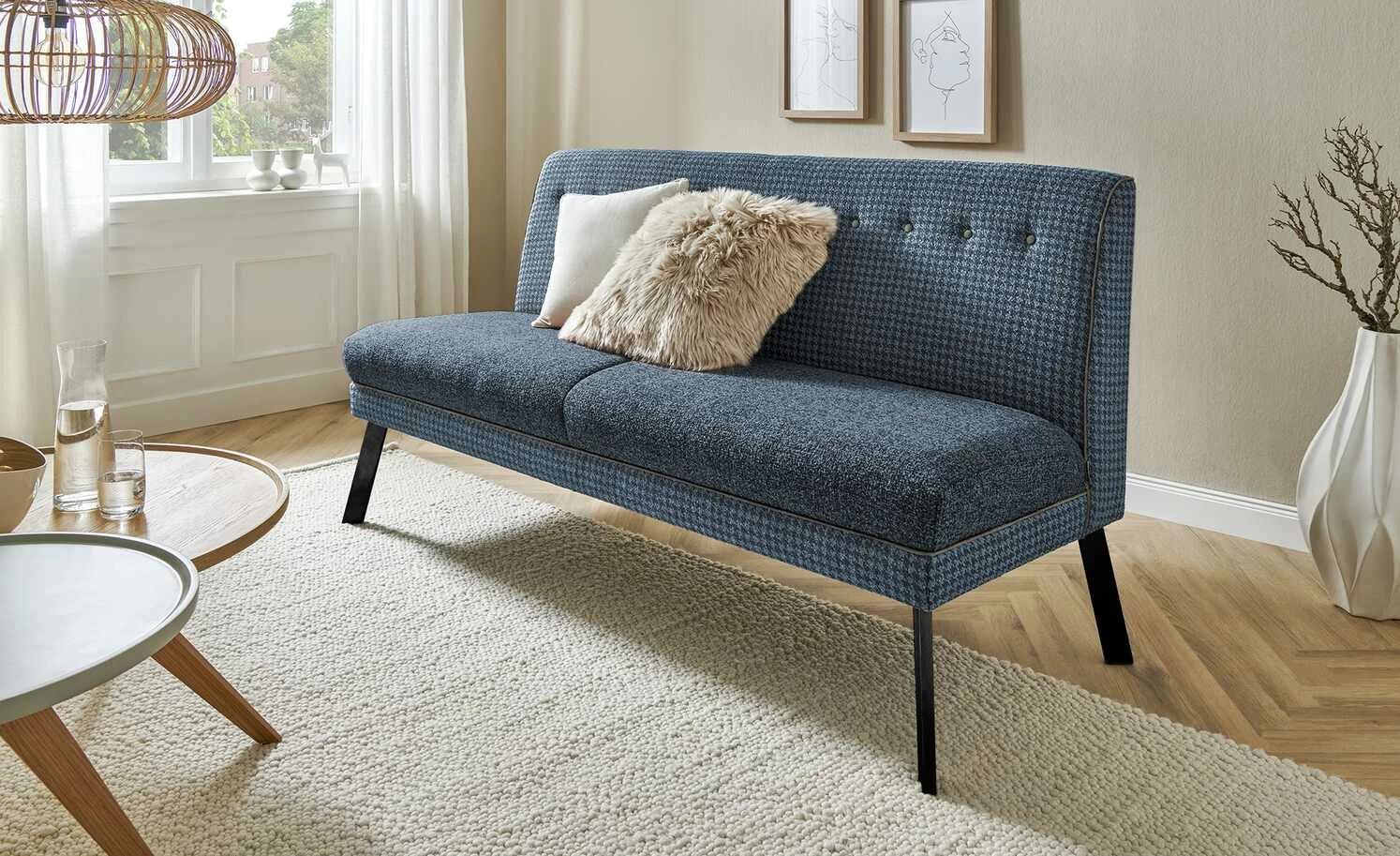 Barnickel Küchensofa Tabea | Blau / Dunkelgrau 126|cm Schwarz 1 Barnickel Küchensofa Tabea | Blau / Dunkelgrau 126|cm Schwarz