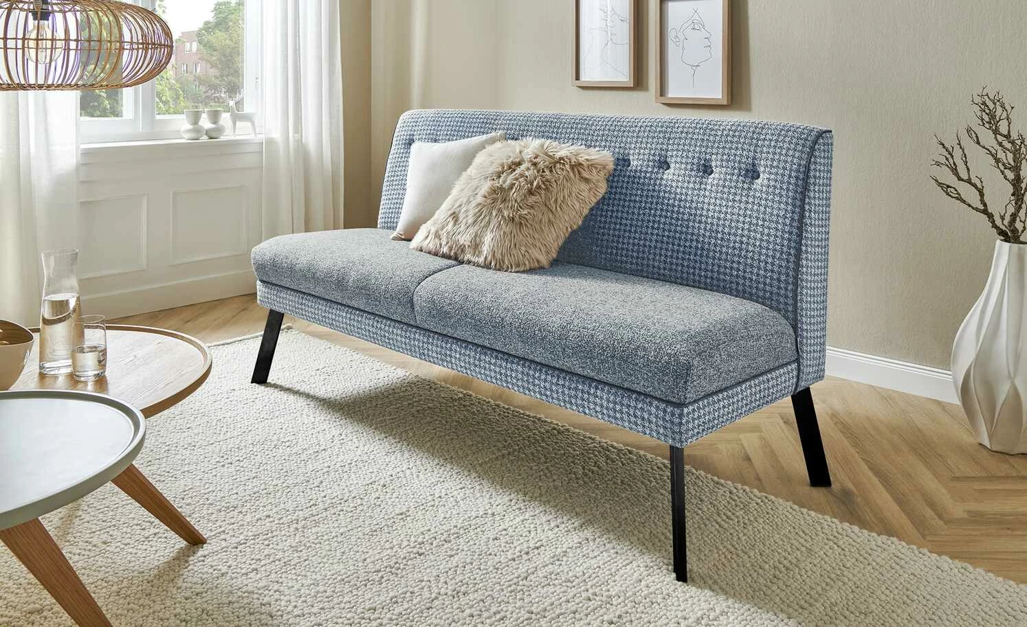Barnickel Küchensofa Tabea | Blau / Hellgrau 126|cm Schwarz 1 Barnickel Küchensofa Tabea | Blau / Hellgrau 126|cm Schwarz