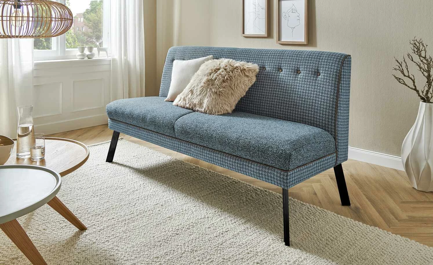 Barnickel Küchensofa Tabea | Blau / Braun 126|cm Schwarz 1 Barnickel Küchensofa Tabea | Blau / Braun 126|cm Schwarz