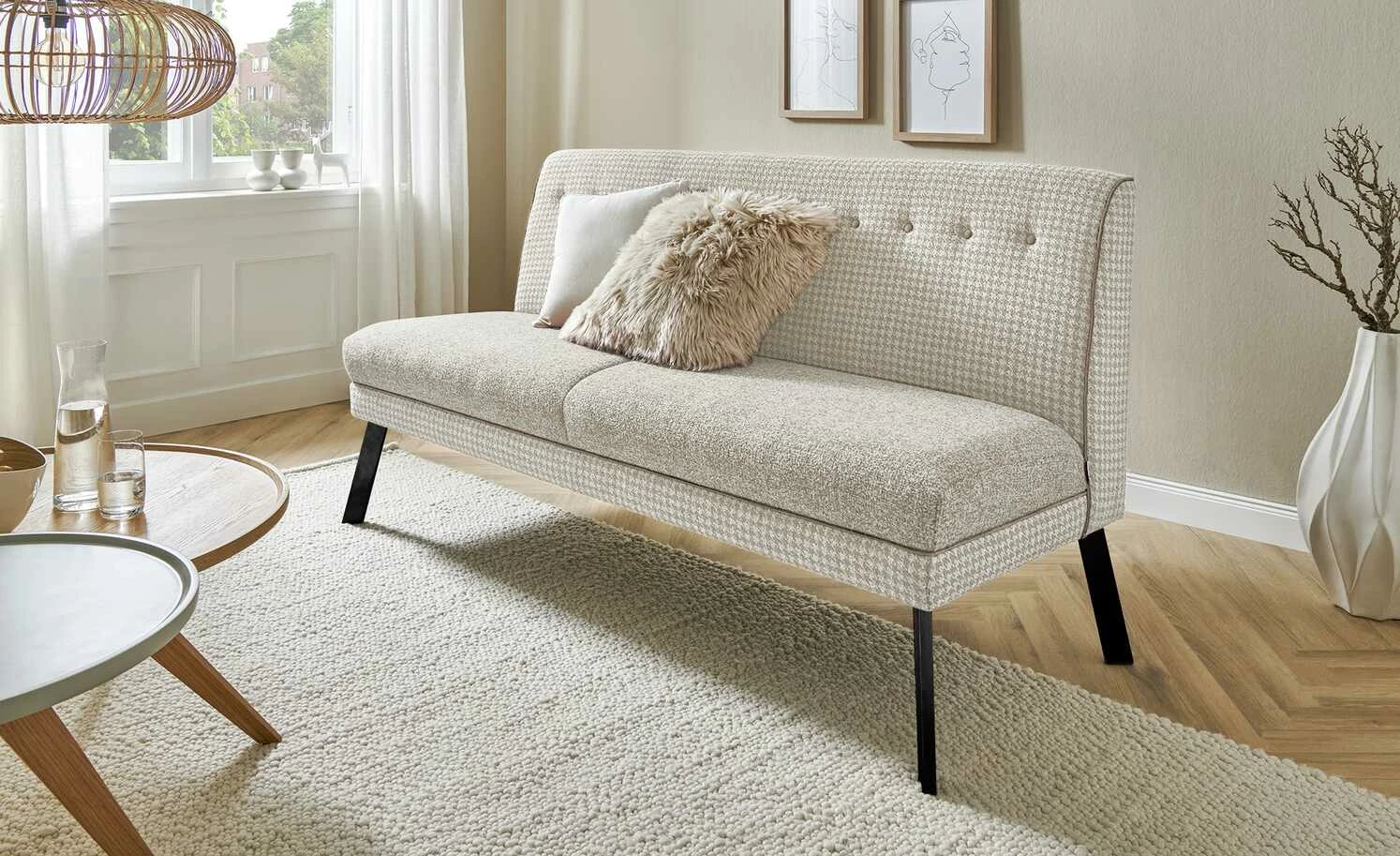 Barnickel Küchensofa Tabea | Beige / Creme 126|cm Schwarz 1 Barnickel Küchensofa Tabea | Beige / Creme 126|cm Schwarz