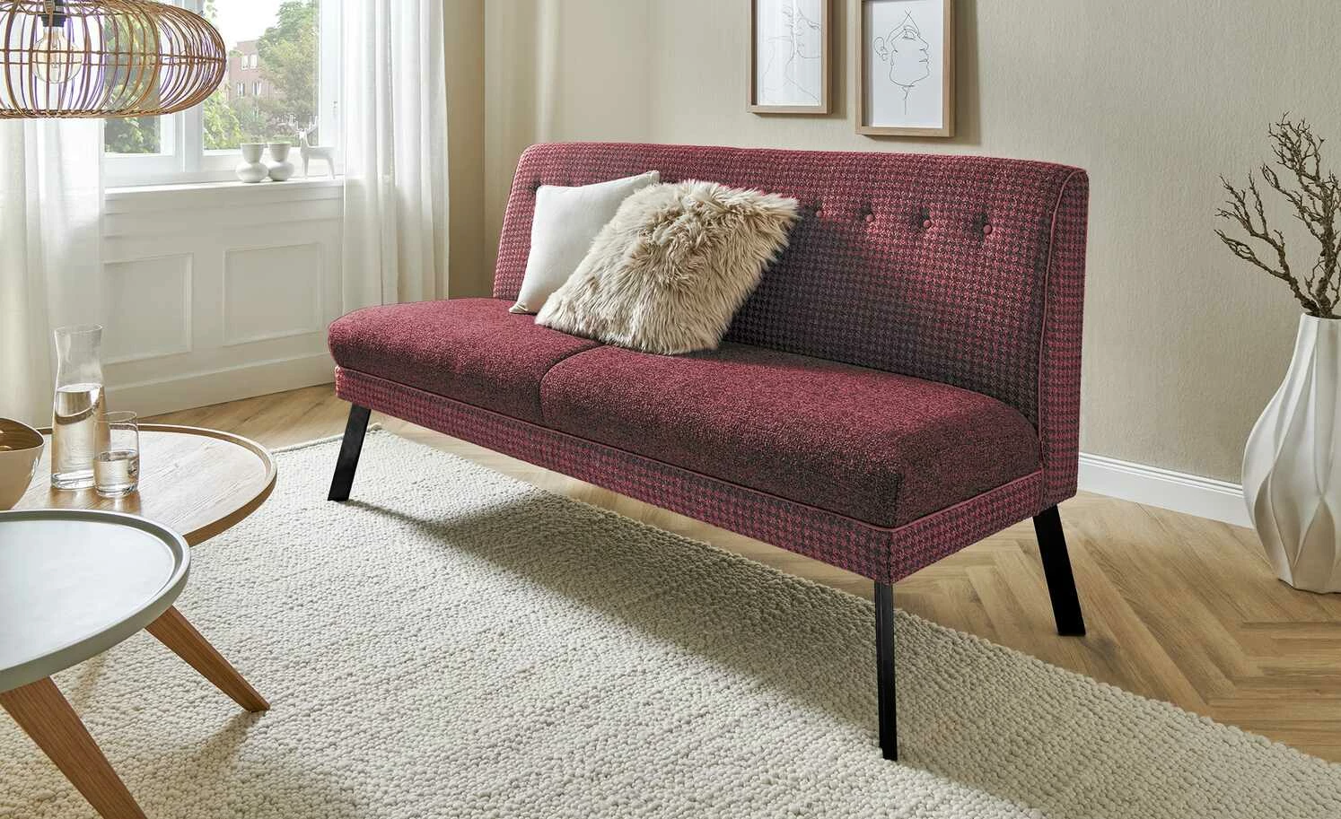 Barnickel Küchensofa Tabea | Bordeaux / Grau 126|cm Schwarz 1 Barnickel Küchensofa Tabea | Bordeaux / Grau 126|cm Schwarz