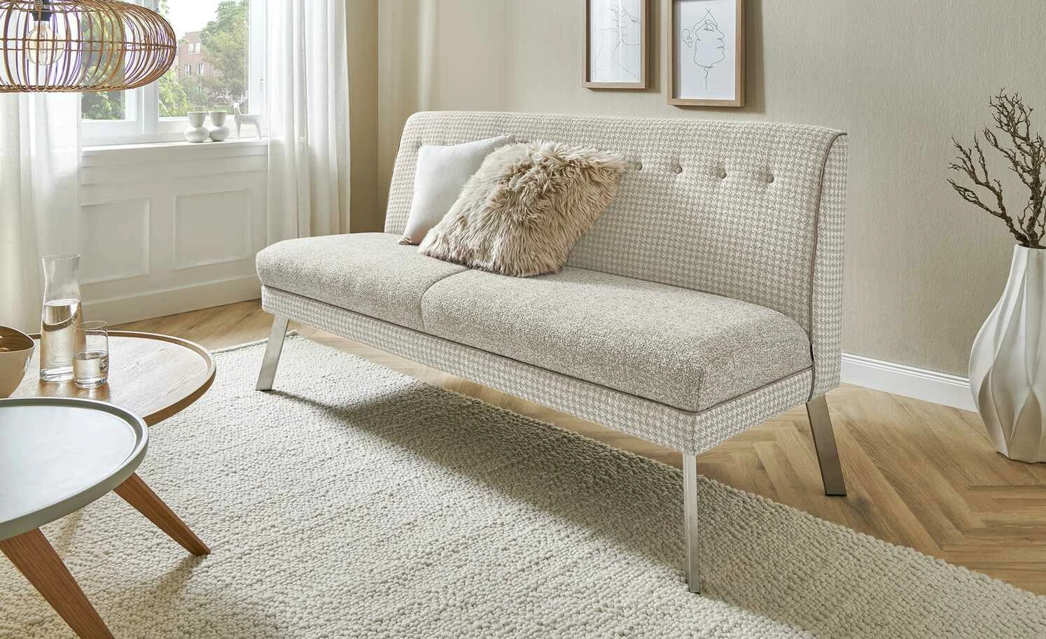 Barnickel Küchensofa Tabea | Beige / Creme 126|cm Edelstahl 1 Barnickel Küchensofa Tabea | Beige / Creme 126|cm Edelstahl