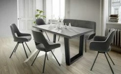 Polsterbank Jenala | Grau / Hellgrau 155|cm