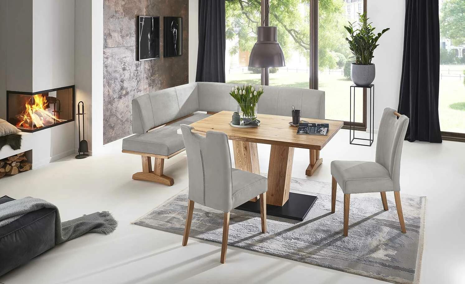 Eckbank Mila | Platingrau (Hellgrau) rechts Schenkelmaß: 202 cm 1 Eckbank Mila | Platingrau (Hellgrau) rechts Schenkelmaß: 202 cm