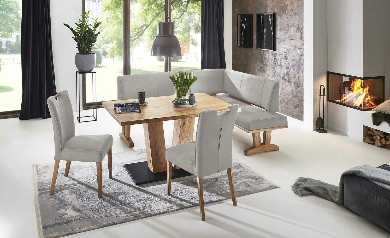 Eckbank Mila | Platingrau (Hellgrau) links Schenkelmaß: 202 cm 1 Eckbank Mila | Platingrau (Hellgrau) links Schenkelmaß: 202 cm