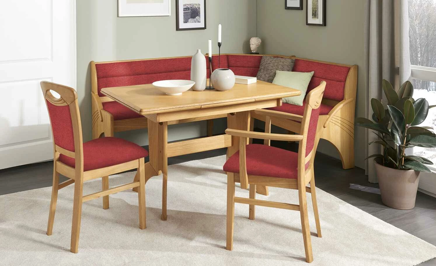 Truheneckbank massiv Multistar | Kirsche (Rot) 147x127 cm 1 Truheneckbank massiv Multistar | Kirsche (Rot) 147x127 cm